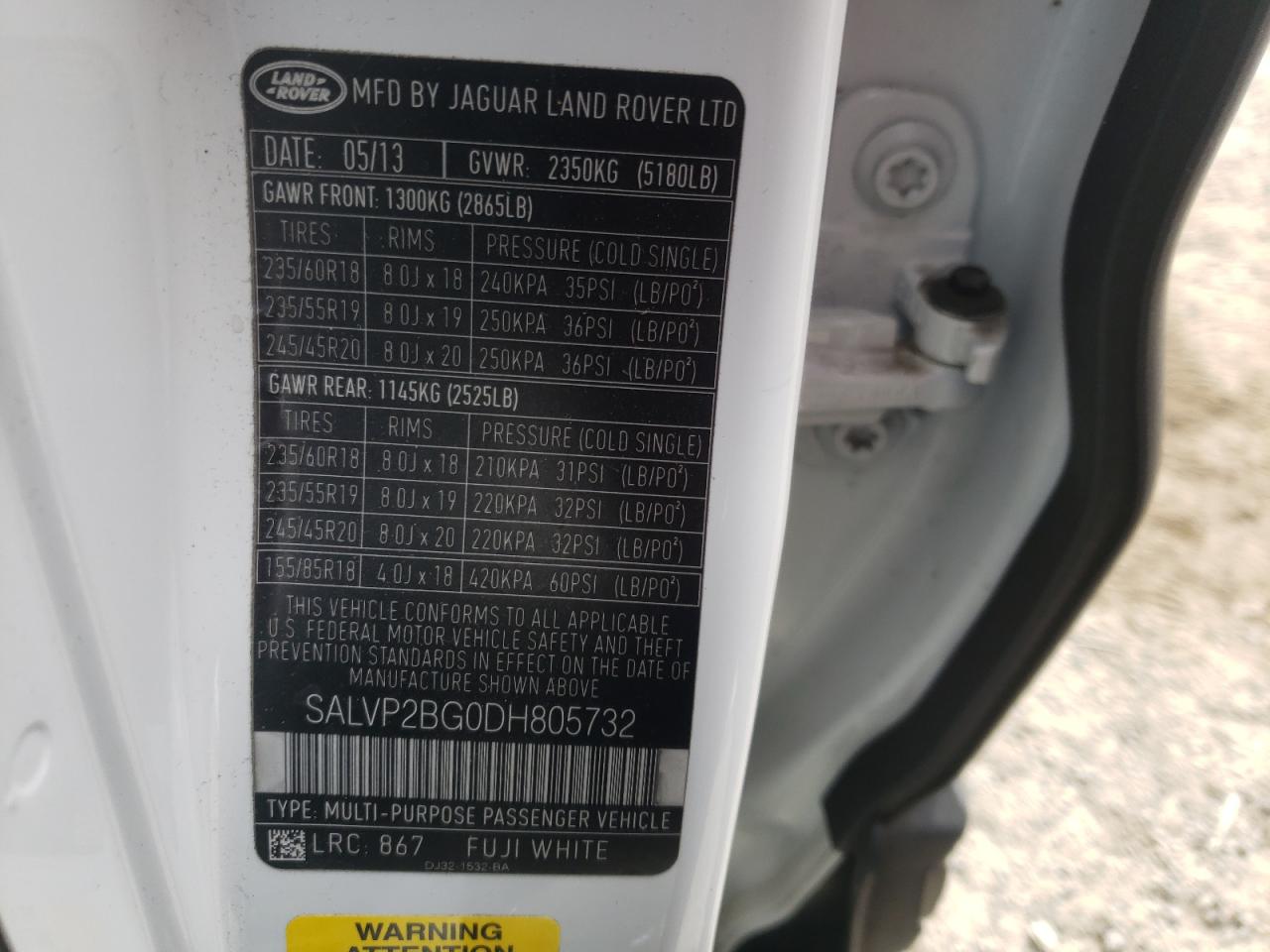 Photo 10 from auction – 2013 LAND ROVER RANGE ROVE with VIN SALVP2BG0DH805732