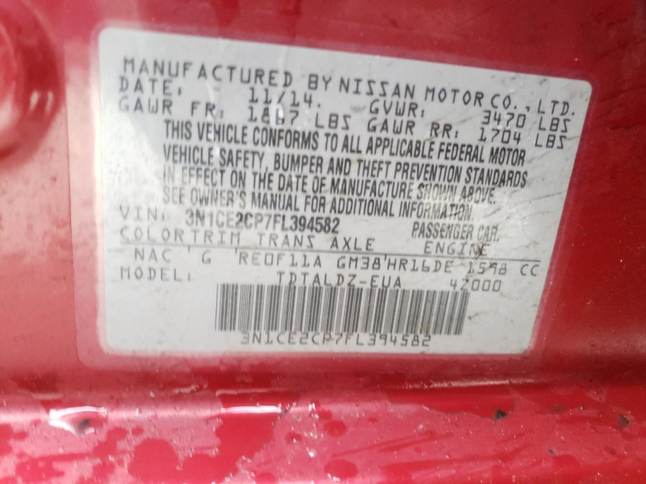 Photo 10 from auction – 2015 NISSAN VERSA NOTE with VIN 3N1CE2CP7FL394582