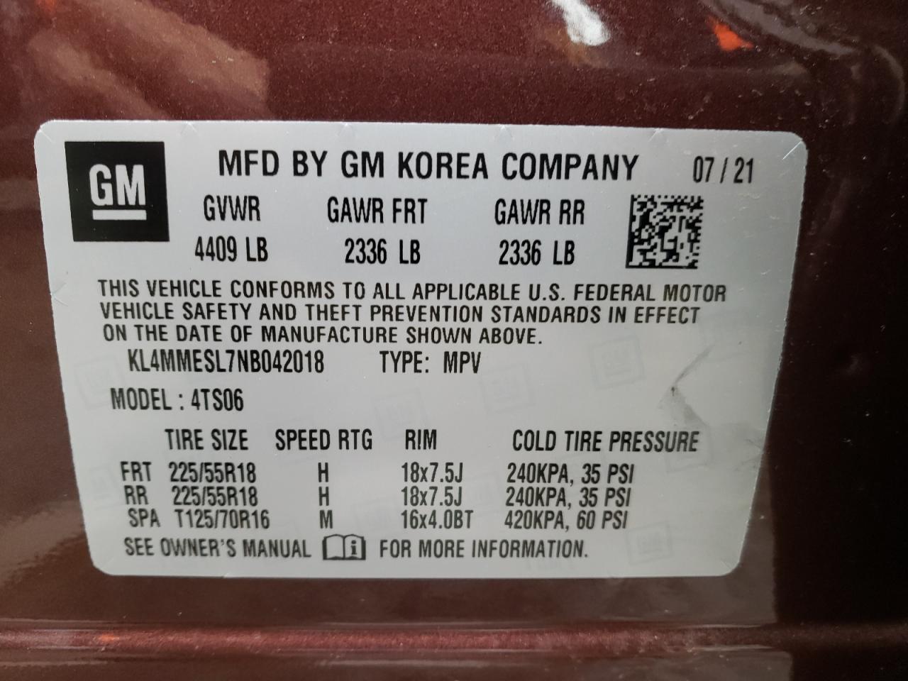 Photo 10 from auction – 2022 BUICK ENCORE GX with VIN KL4MMESL7NB042018