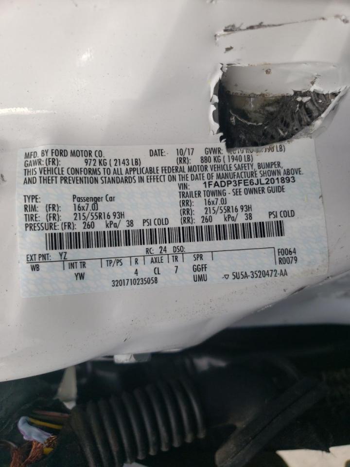 Photo 10 from auction – 2018 FORD FOCUS SE with VIN 1FADP3FE6JL201893