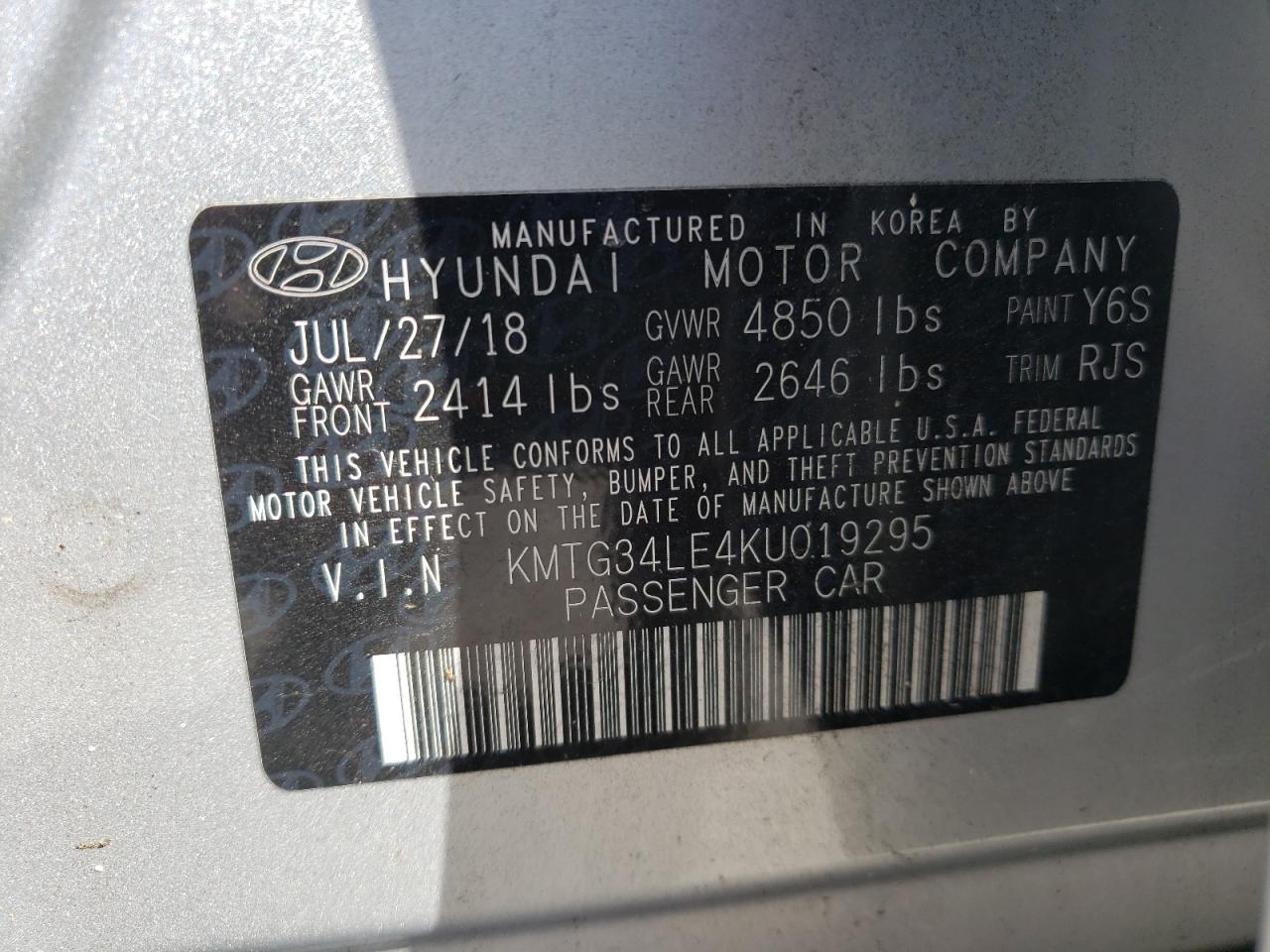 Photo 10 from auction – 2019 GENESIS G70 PRESTI with VIN KMTG34LE4KU019295