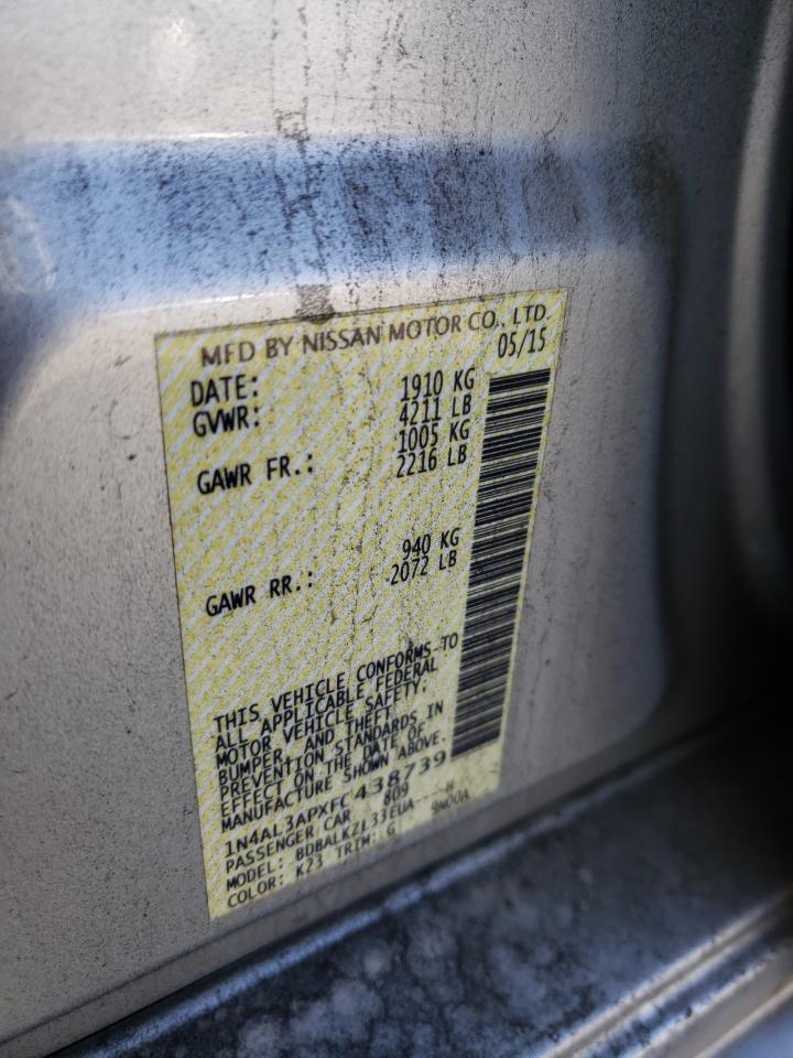 Photo 10 from auction – 2015 NISSAN ALTIMA 2.5 with VIN 1N4AL3APXFC438739