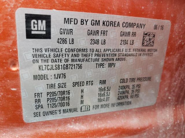 Photo 10 from auction – 2016 CHEVROLET TRAX 1LT with VIN KL7CJLSB1GB721756