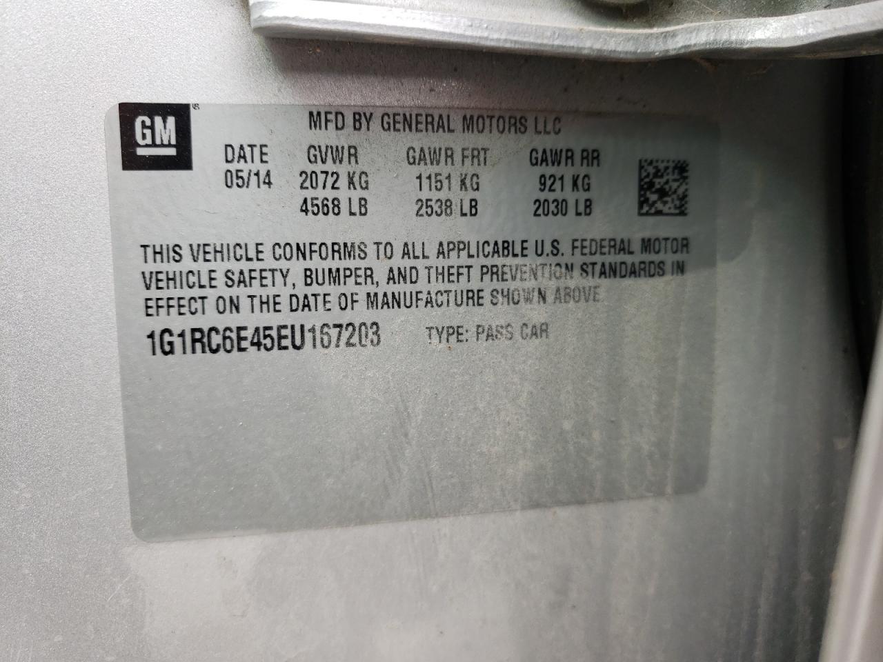 Photo 10 from auction – 2014 CHEVROLET VOLT with VIN 1G1RC6E45EU167203