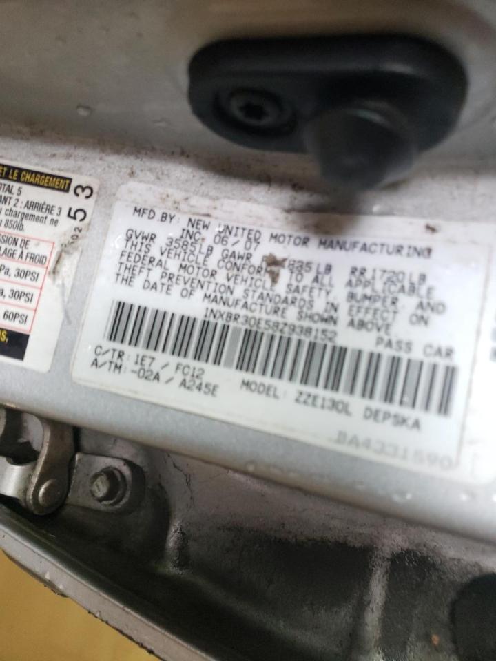 Photo 10 from auction – 2008 TOYOTA COROLLA CE with VIN 1NXBR30E58Z938152