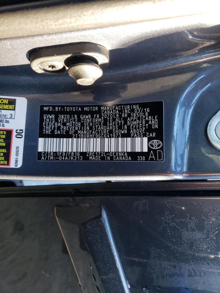 Photo 10 from auction – 2016 TOYOTA COROLLA L with VIN 2T1BURHE9GC641973