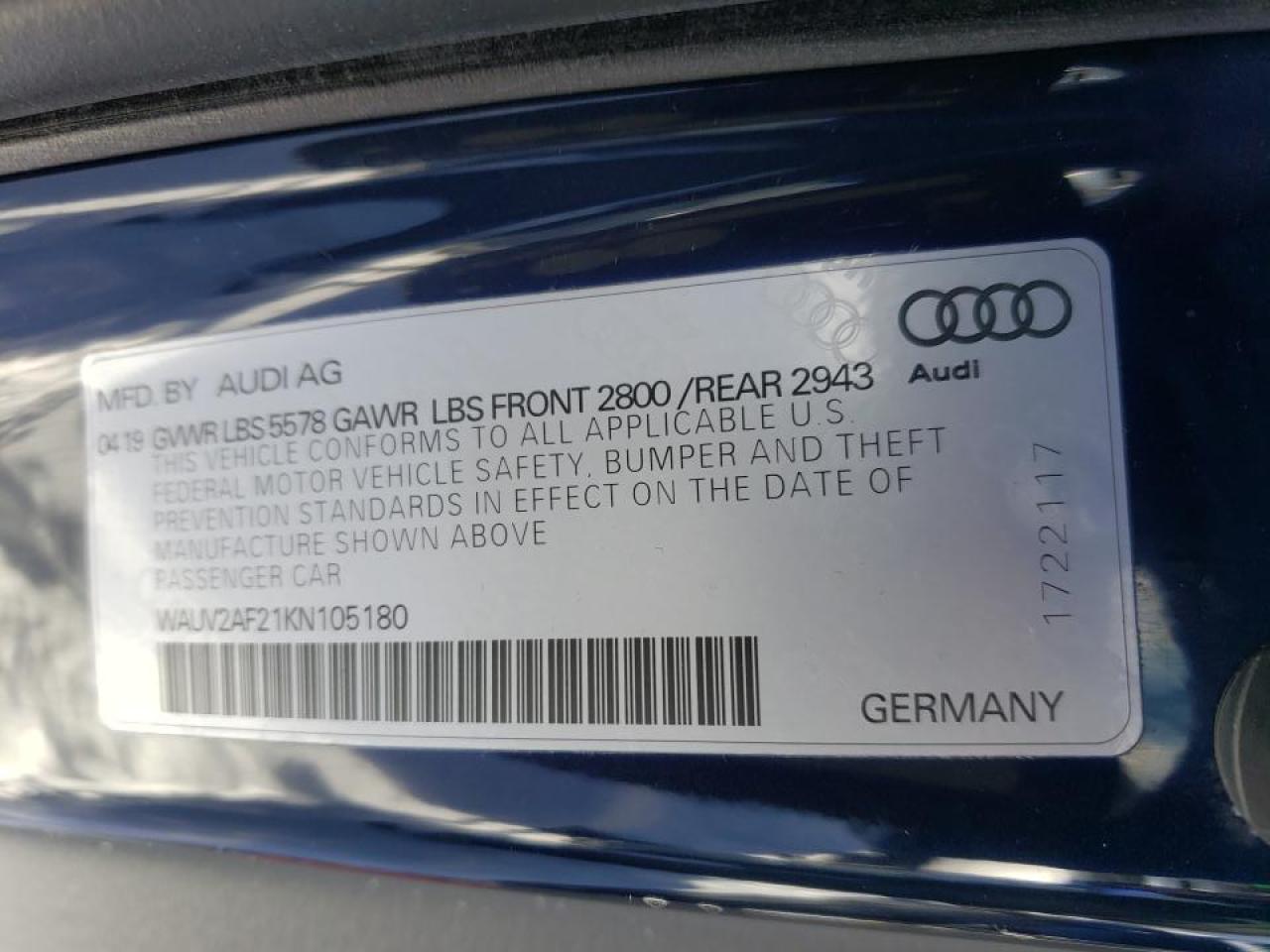 Photo 10 from auction – 2019 AUDI A7 PRESTIG with VIN WAUV2AF21KN105180
