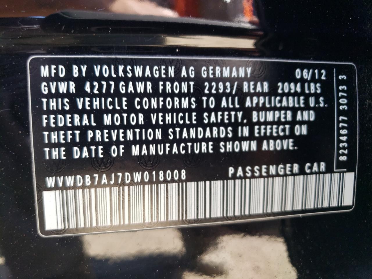 Photo 10 from auction – 2013 VOLKSWAGEN GOLF with VIN WVWDB7AJ7DW018008