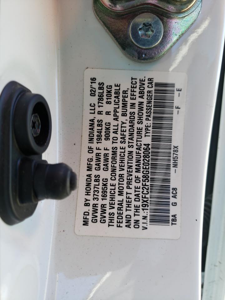 Photo 10 from auction – 2016 HONDA CIVIC LX with VIN 19XFC2F58GE028064