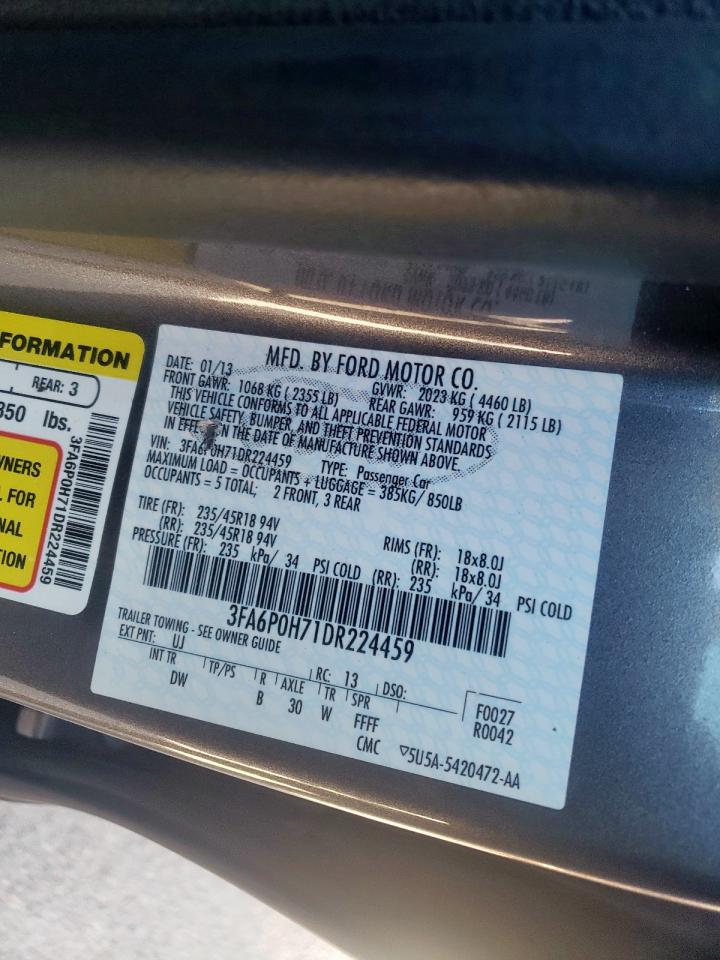 Photo 10 from auction – 2013 FORD FUSION SE with VIN 3FA6P0H71DR224459
