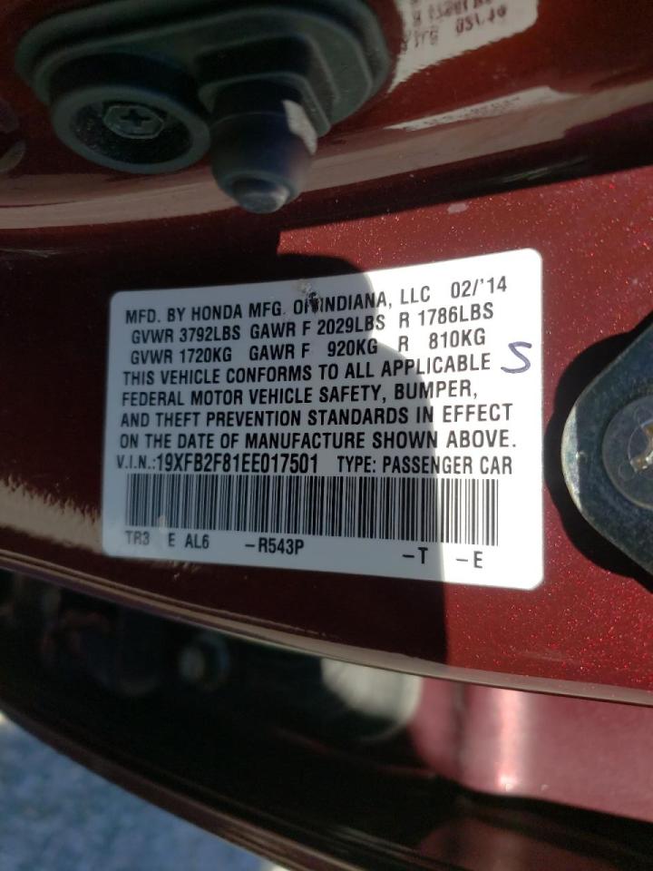 Photo 10 from auction – 2014 HONDA CIVIC EX with VIN 19XFB2F81EE017501