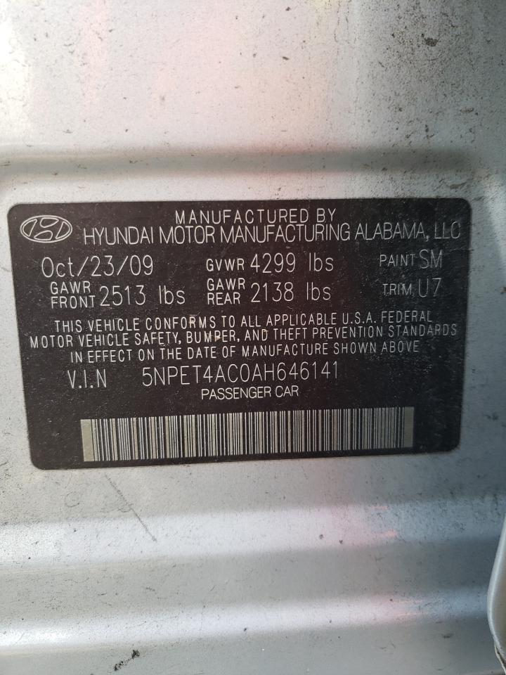 Photo 10 from auction – 2010 HYUNDAI SONATA GLS with VIN 5NPET4AC0AH646141