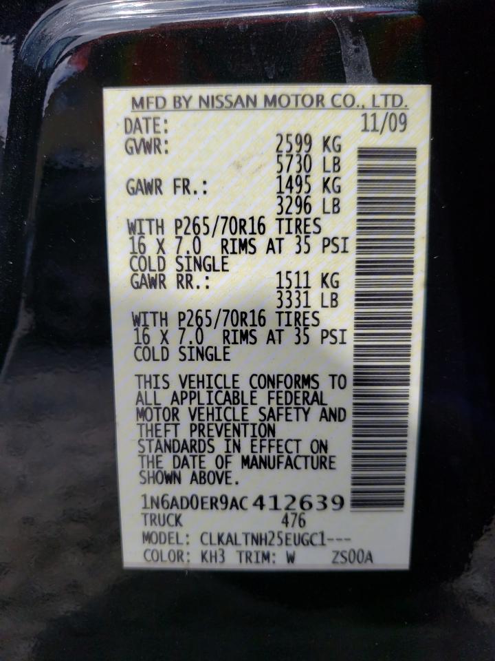 Photo 10 from auction – 2010 NISSAN FRONTIER C with VIN 1N6AD0ER9AC412639