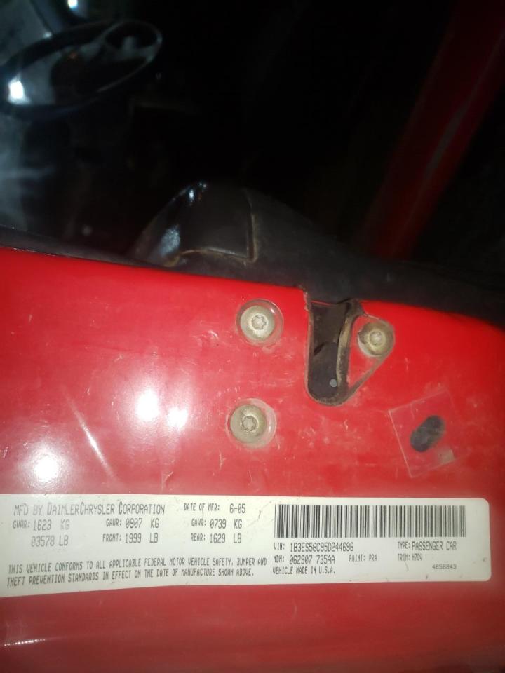 Photo 10 from auction – 2005 DODGE NEON SXT with VIN 1B3ES56C95D244696