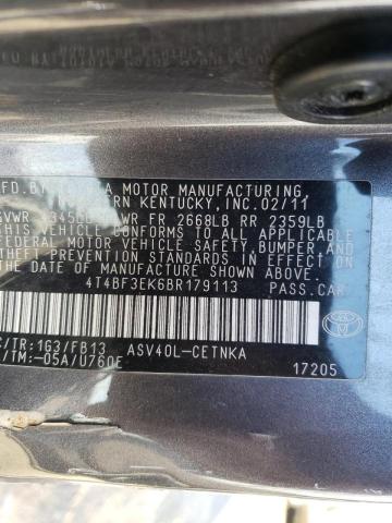 Photo 10 from auction – 2011 TOYOTA CAMRY BASE with VIN 4T4BF3EK6BR179113
