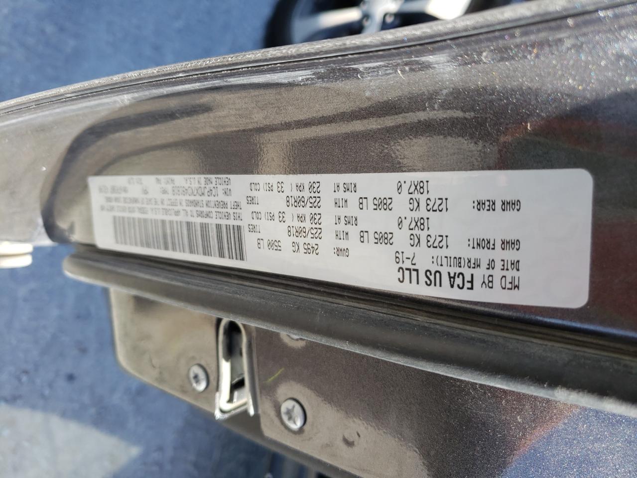 Photo 10 from auction – 2019 JEEP CHEROKEE L with VIN 1C4PJMDX7KD491818