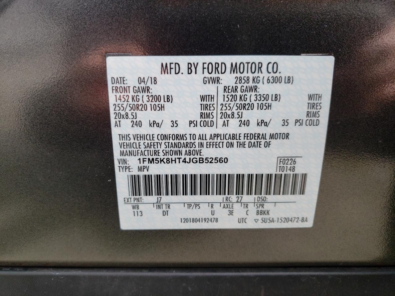 Photo 10 from auction – 2018 FORD EXPLORER P with VIN 1FM5K8HT4JGB52560