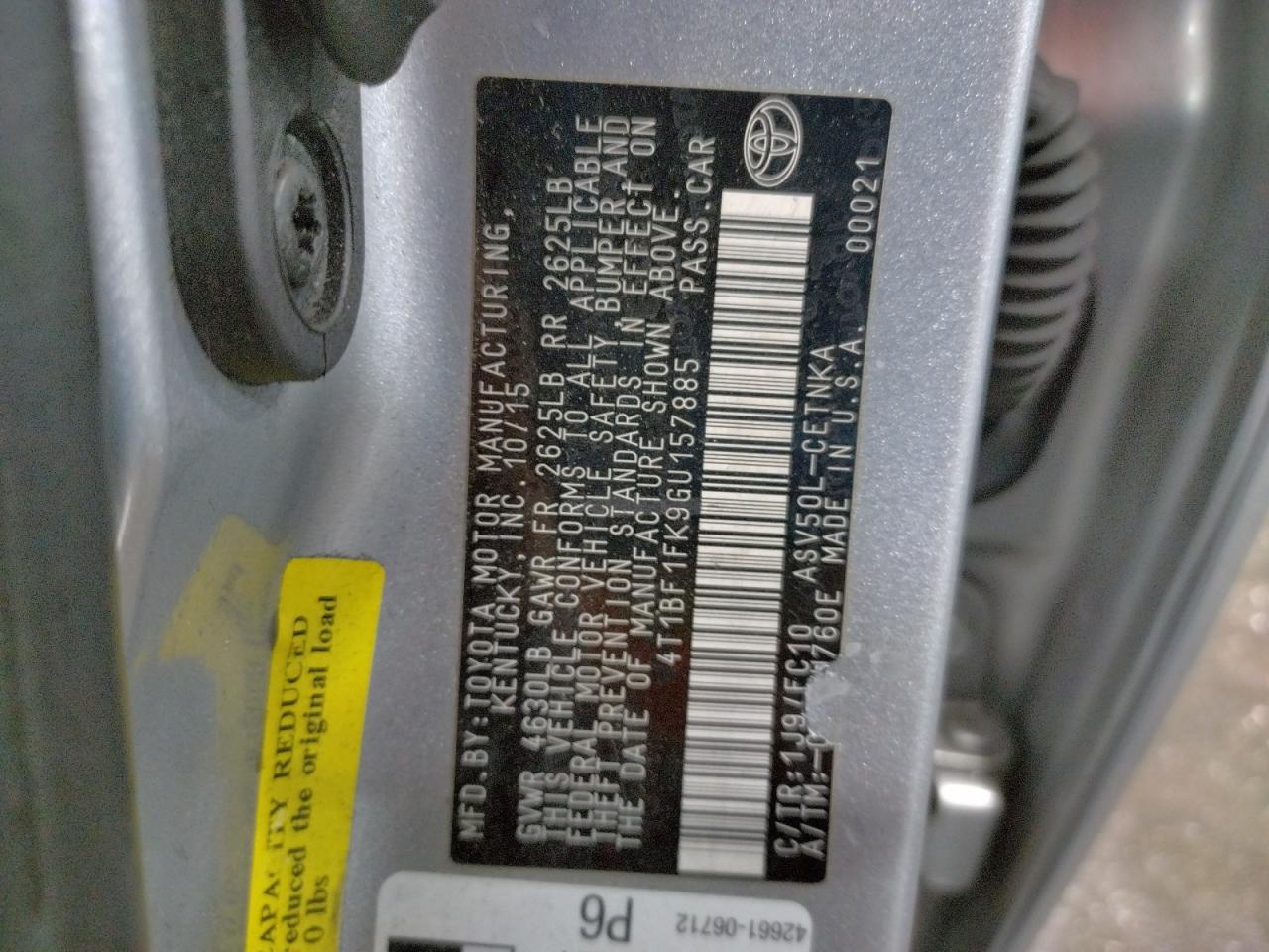 Photo 10 from auction – 2016 TOYOTA CAMRY LE with VIN 4T1BF1FK9GU157885
