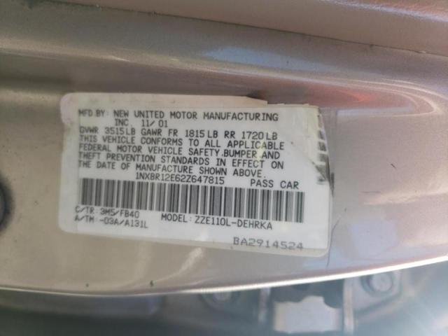 Photo 10 from auction – 2002 TOYOTA COROLLA CE with VIN 1NXBR12E62Z647815
