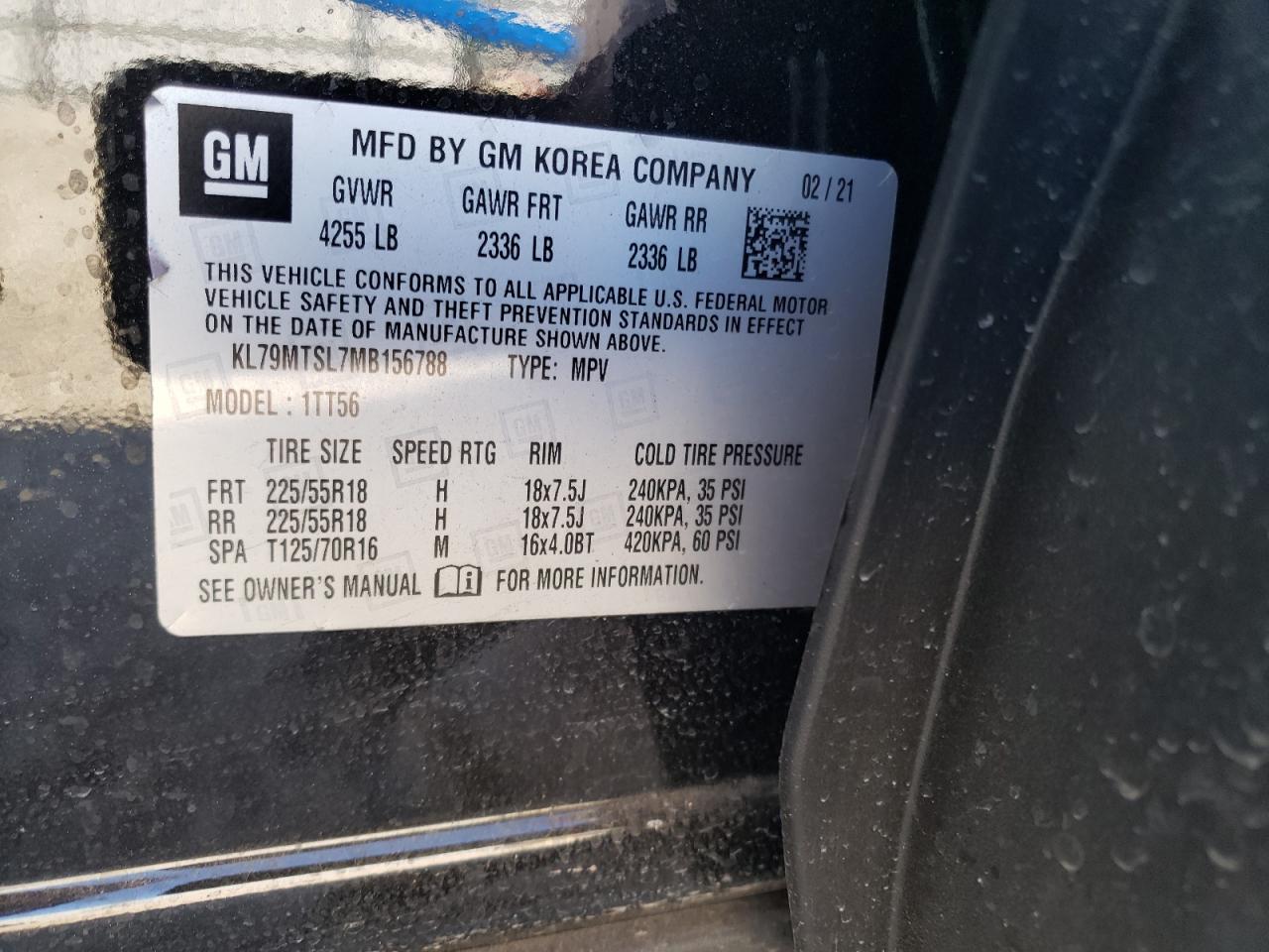 Photo 10 from auction – 2021 CHEVROLET TRAILBLAZE with VIN KL79MTSL7MB156788