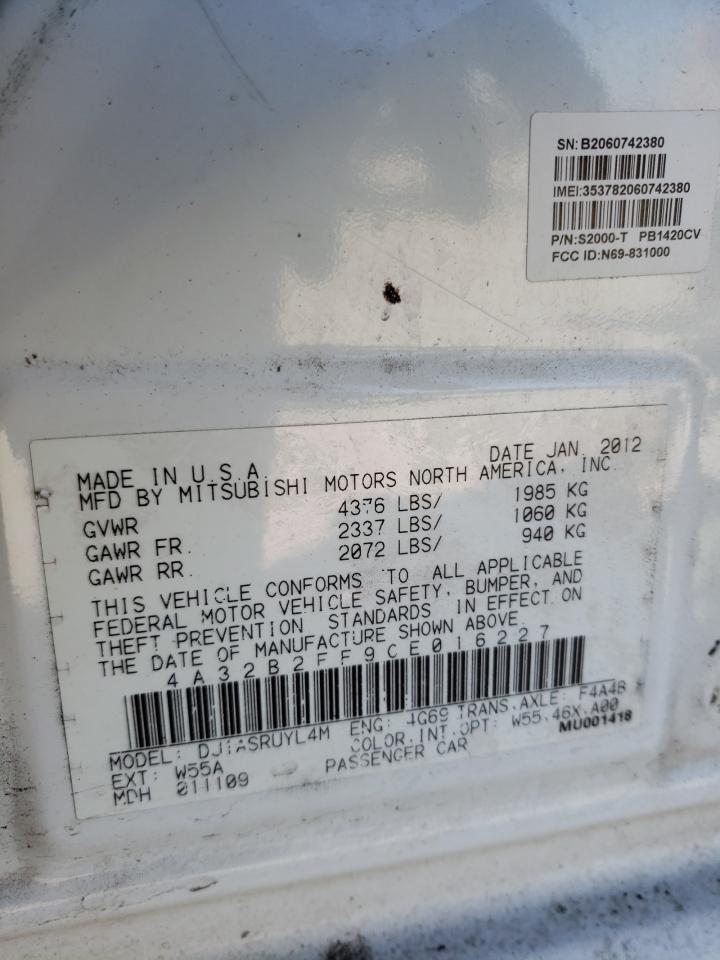 Photo 10 from auction – 2012 MITSUBISHI GALANT FE with VIN 4A32B2FF9CE016227