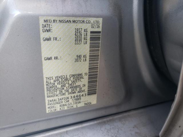 Photo 10 from auction – 2016 NISSAN ALTIMA 2.5 with VIN 1N4AL3AP1GN344643
