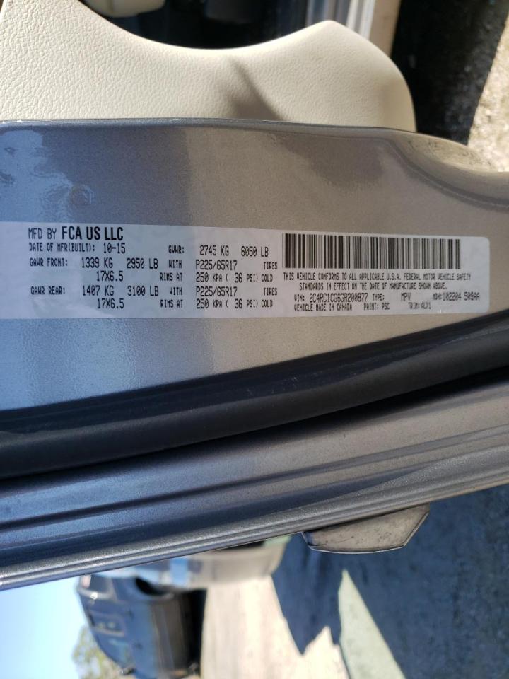 Photo 10 from auction – 2016 CHRYSLER TOWN & COU with VIN 2C4RC1CG6GR200877