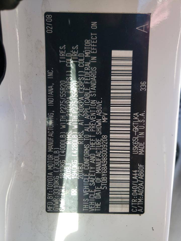 Photo 10 from auction – 2008 TOYOTA SEQOUIA with VIN 5TDBY68A98S009208
