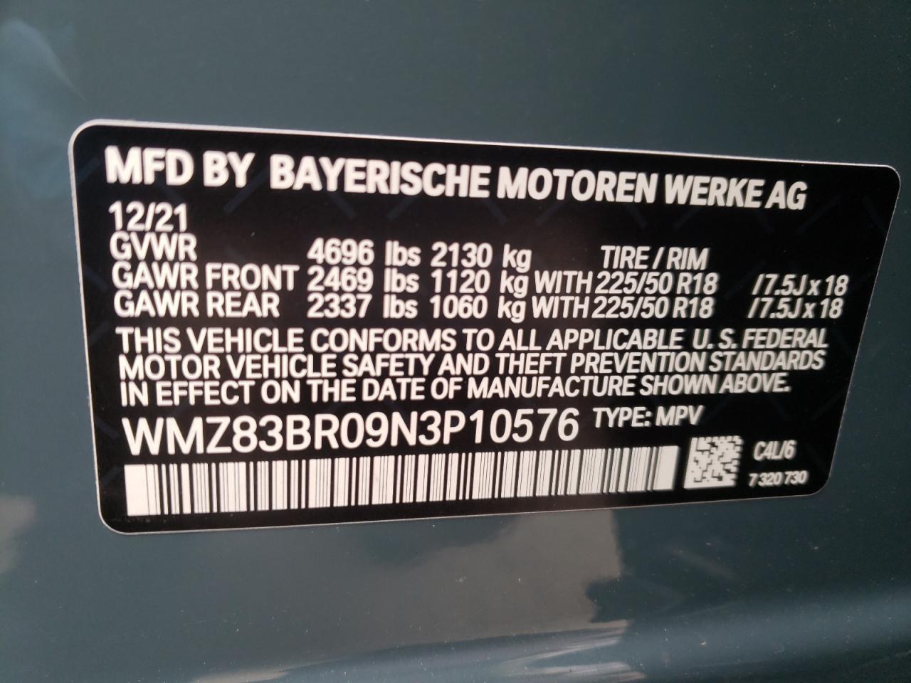 Photo 10 from auction – 2022 MINI COOPER S C with VIN WMZ83BR09N3P10576