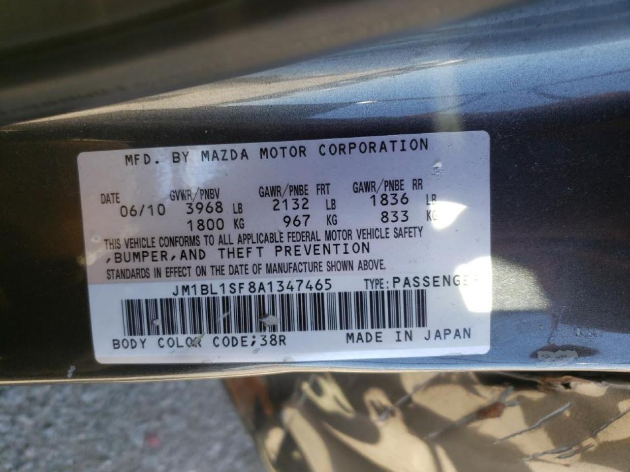 Photo 10 from auction – 2010 MAZDA 3 I with VIN JM1BL1SF8A1347465