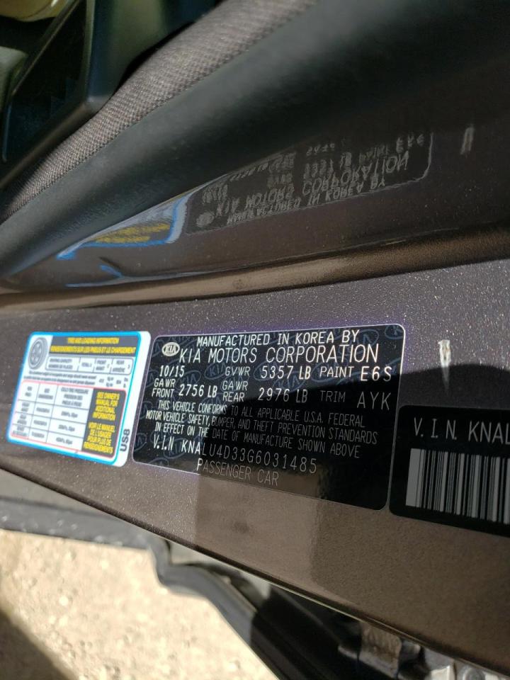 Photo 10 from auction – 2016 KIA K900 with VIN KNALU4D33G6031485
