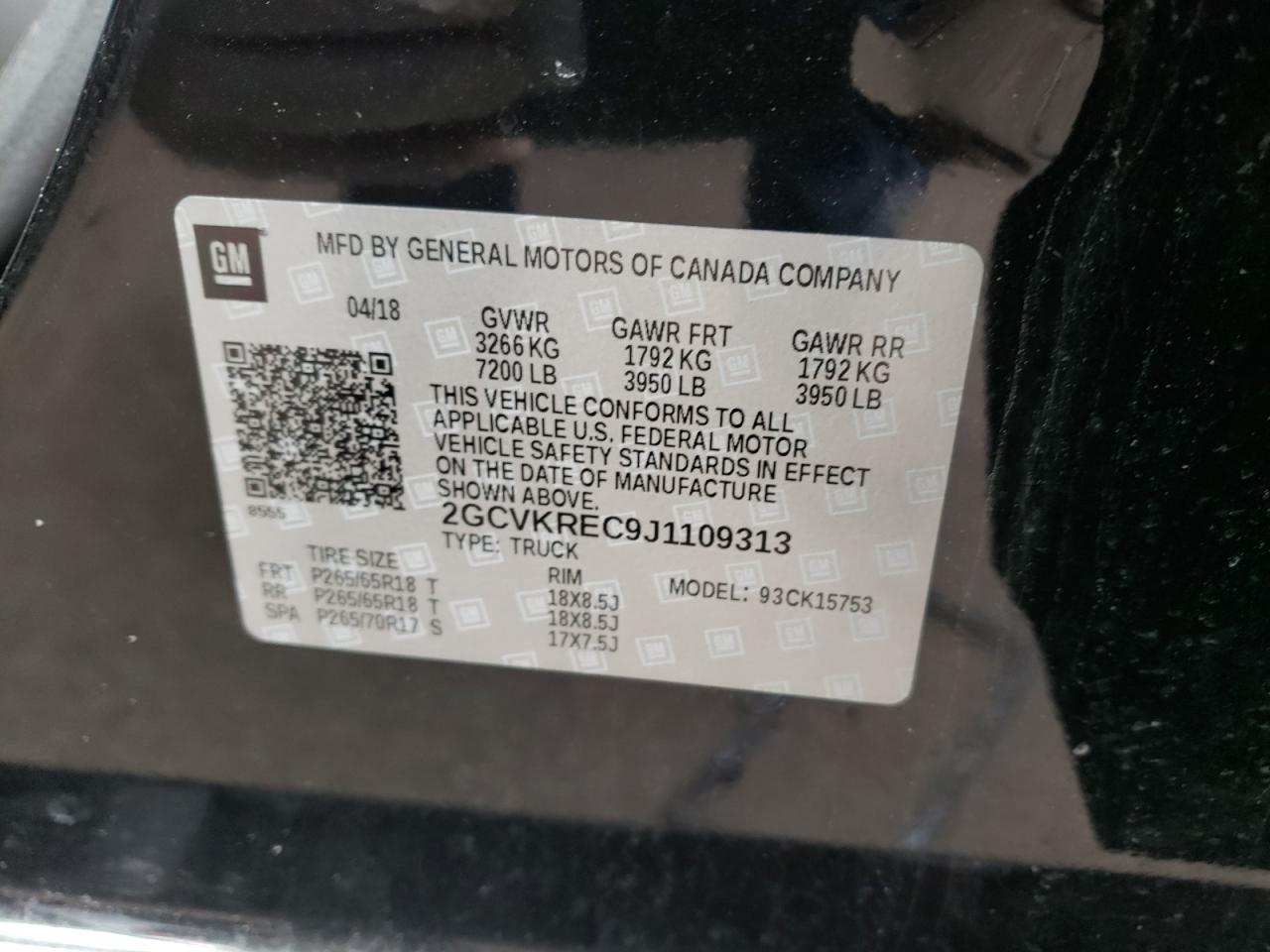 Photo 10 from auction – 2018 CHEVROLET SILVERADO with VIN 2GCVKREC9J1109313