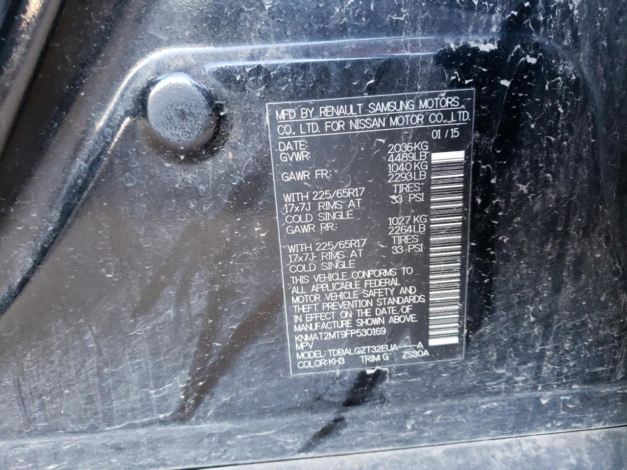 Photo 10 from auction – 2015 NISSAN ROGUE S with VIN KNMAT2MT9FP530169