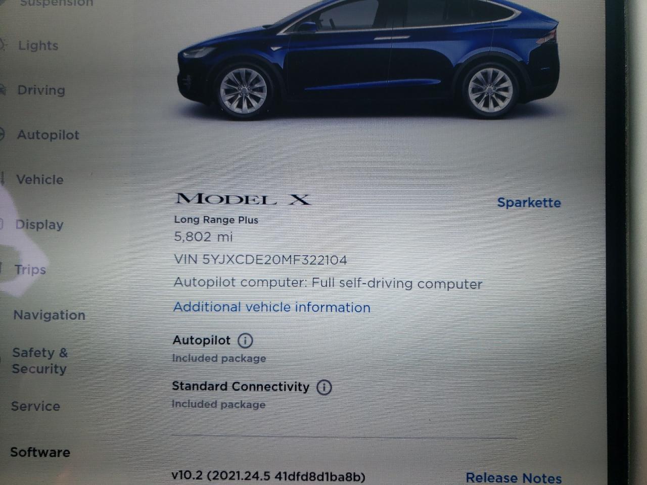 Photo 8 from auction – 2021 TESLA MODEL X with VIN 5YJXCDE20MF322104