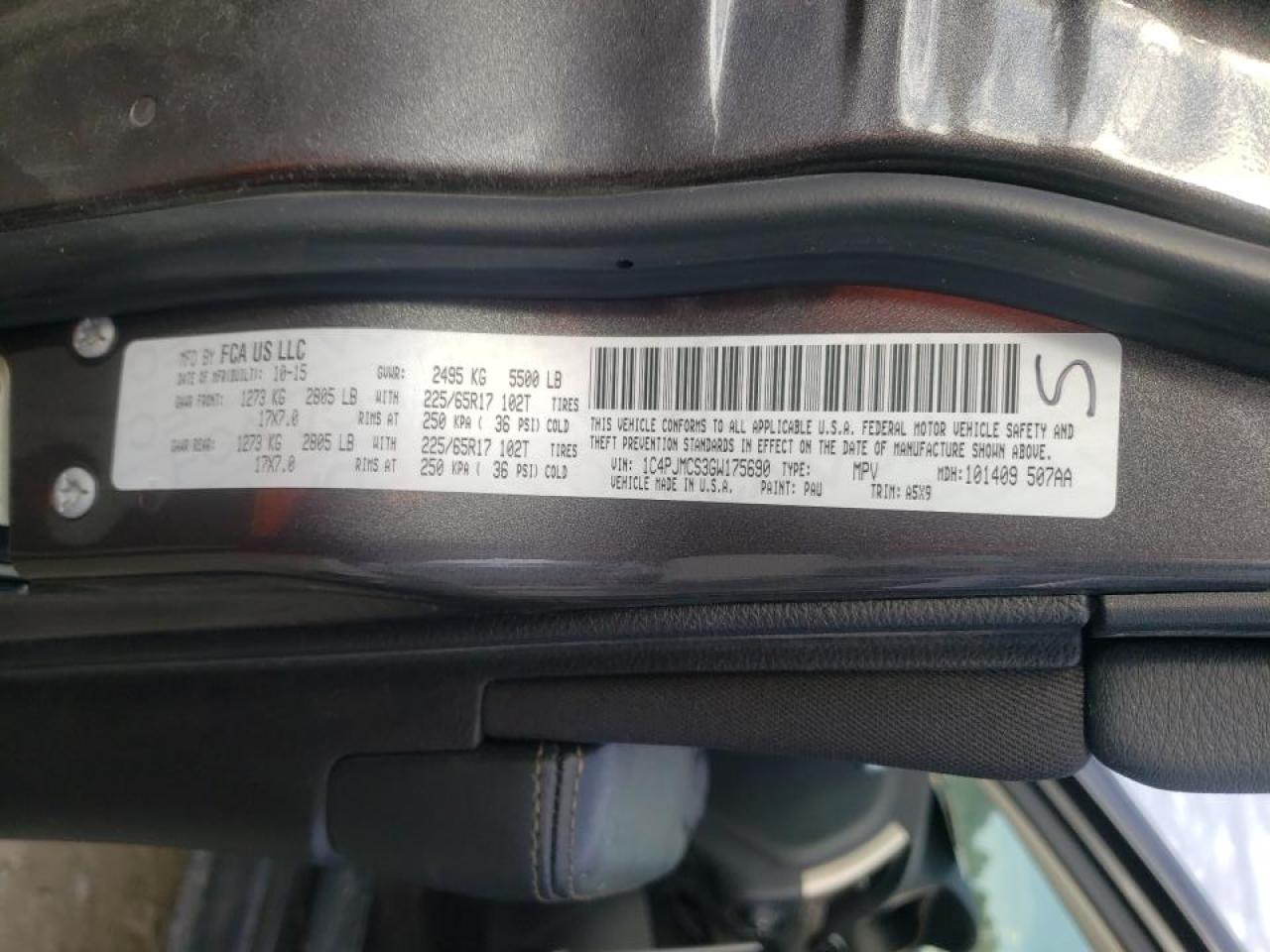 Photo 10 from auction – 2016 JEEP CHEROKEE L with VIN 1C4PJMCS3GW175690