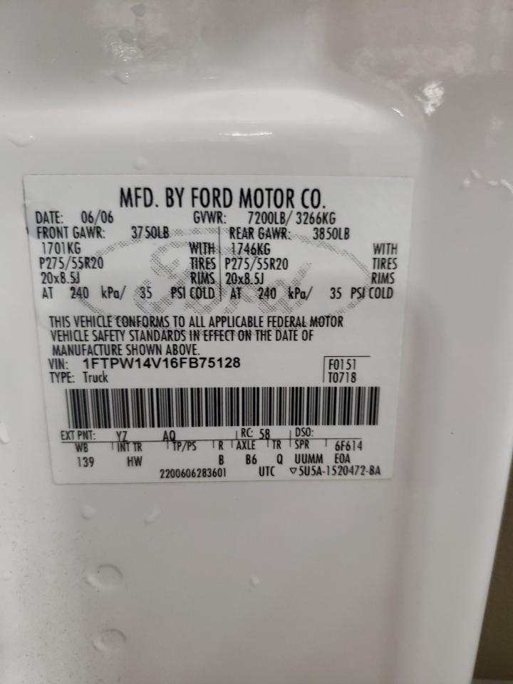 Photo 10 from auction – 2006 FORD F150 SUPER with VIN 1FTPW14V16FB75128