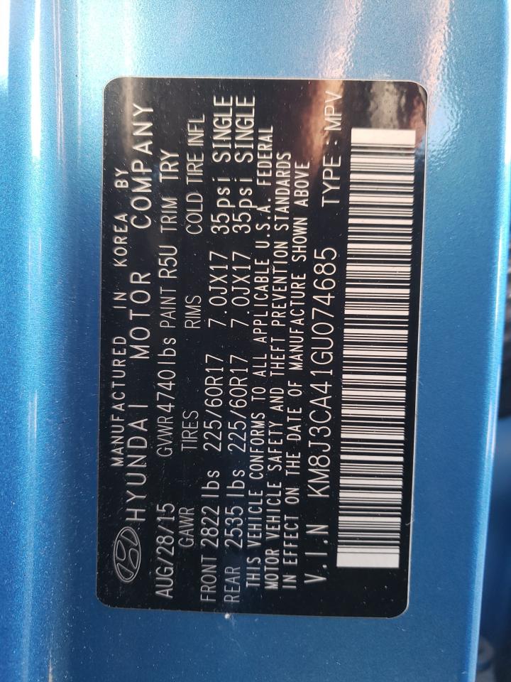 Photo 10 from auction – 2016 HYUNDAI TUCSON LIM with VIN KM8J3CA41GU074685