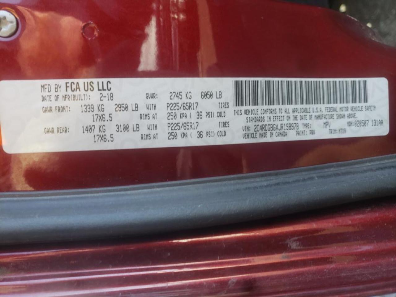 Photo 10 from auction – 2018 DODGE GRAND CARA with VIN 2C4RDGBGXJR198978