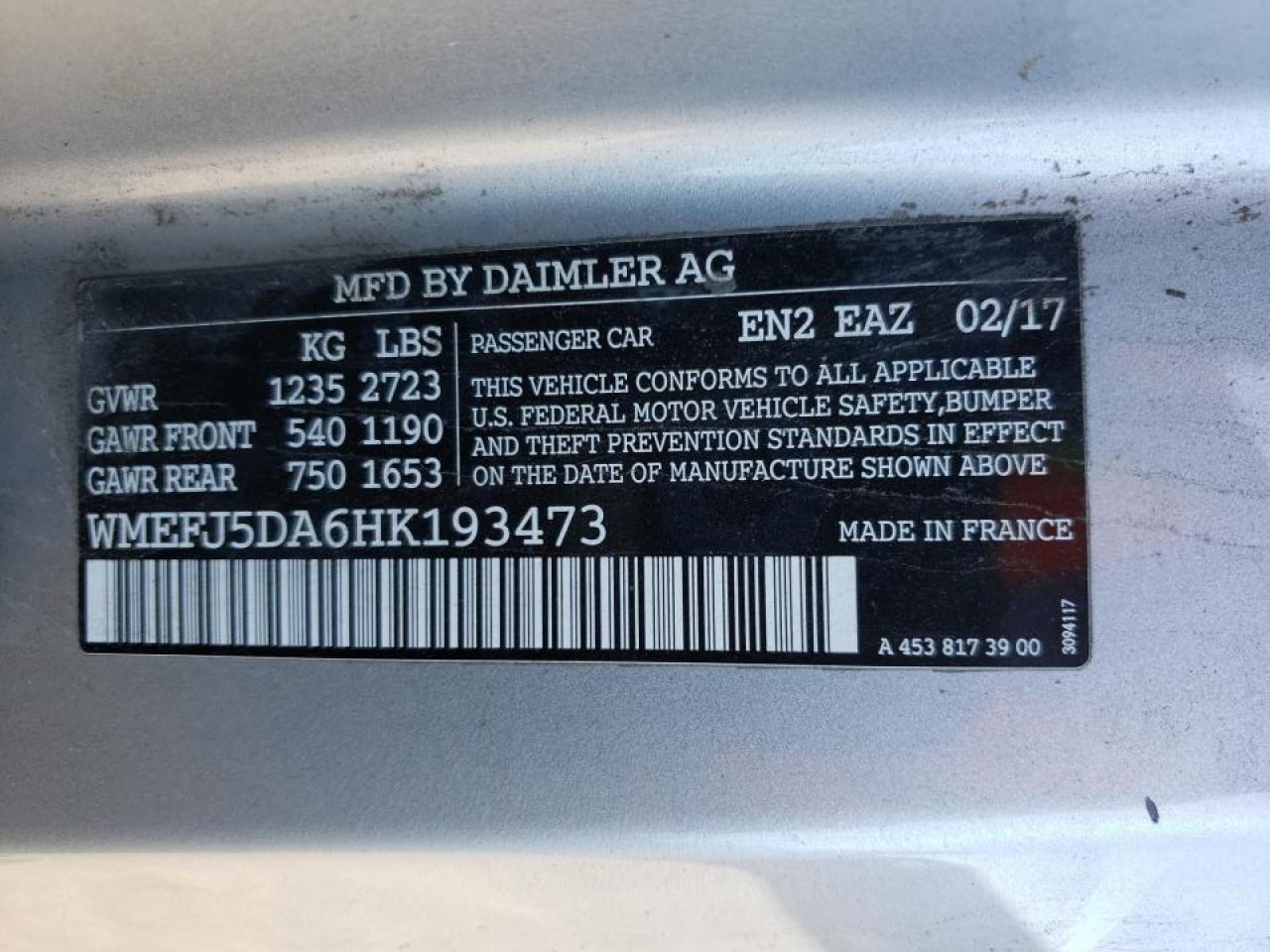 Photo 10 from auction – 2017 SMART FORTWO with VIN WMEFJ5DA6HK193473