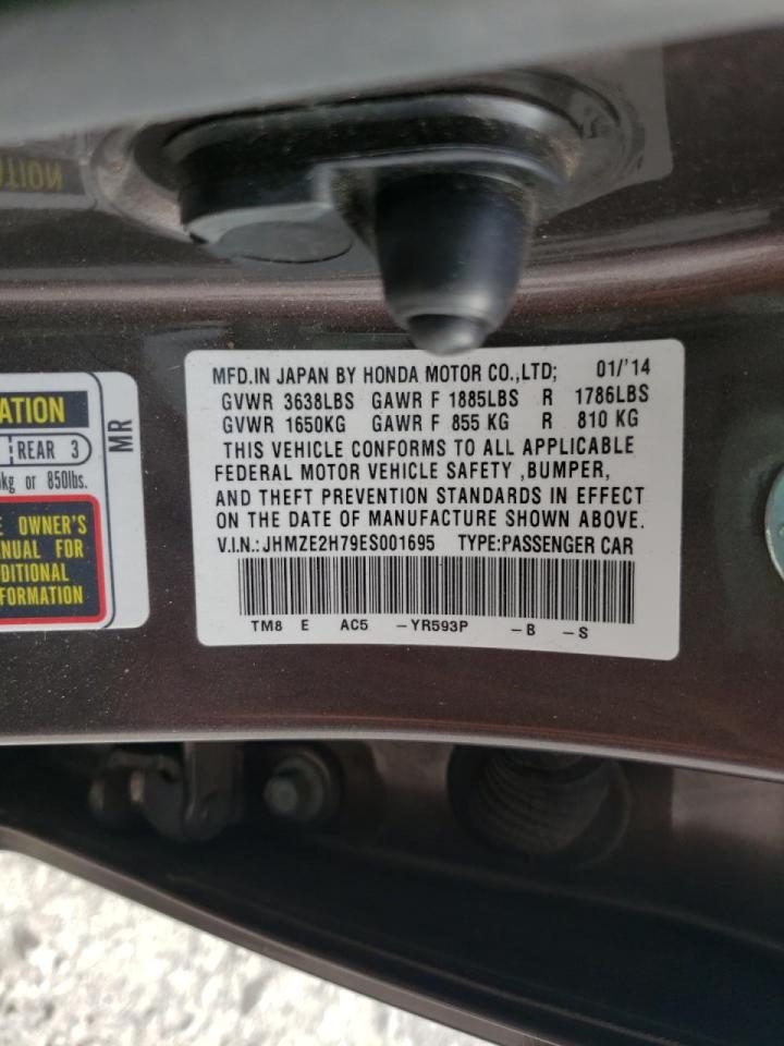 Photo 10 from auction – 2014 HONDA INSIGHT EX with VIN JHMZE2H79ES001695