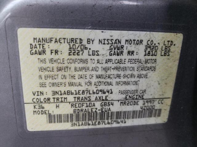 Photo 10 from auction – 2007 NISSAN SENTRA with VIN 3N1AB61E87L609641