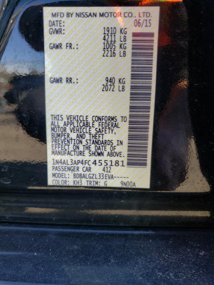 Photo 10 from auction – 2015 NISSAN ALTIMA 2.5 with VIN 1N4AL3AP4FC455181
