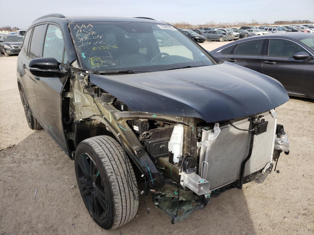 HONDA PILOT BLAC 2021 with VIN 5FNYF6H74MB033676 - Photo from auction