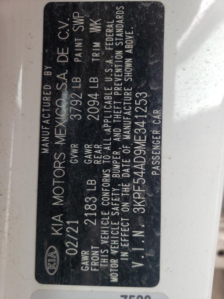 Photo 10 from auction – 2021 KIA FORTE EX with VIN 3KPF54AD9ME341253