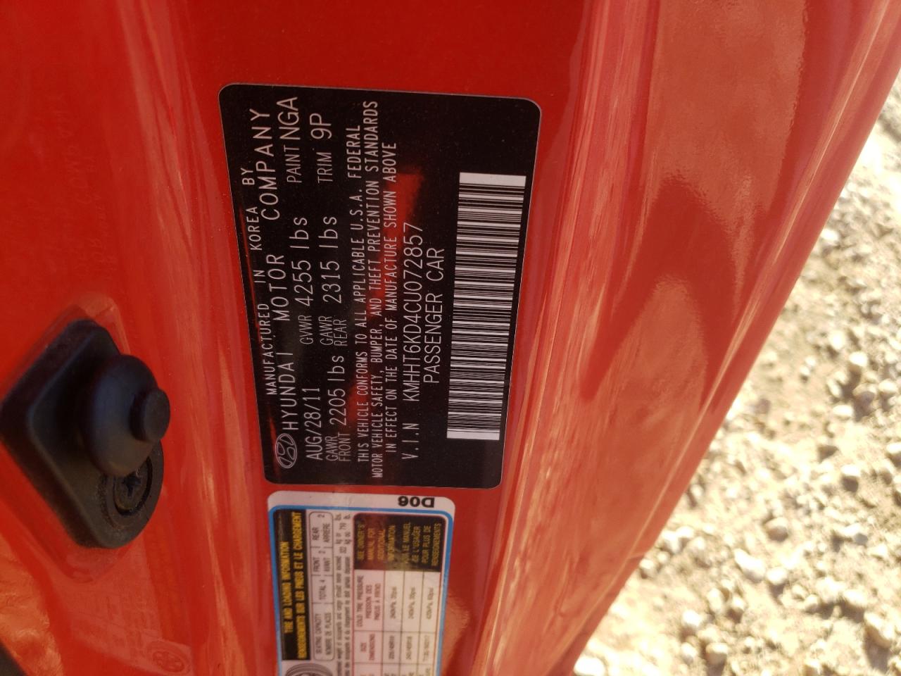 Photo 10 from auction – 2012 HYUNDAI GENESIS CO with VIN KMHHT6KD4CU072857