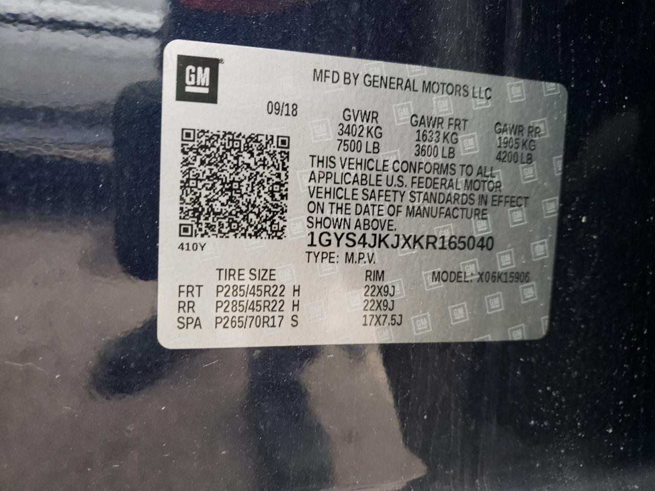 Photo 10 from auction – 2019 CADILLAC ESCALADE E with VIN 1GYS4JKJXKR165040