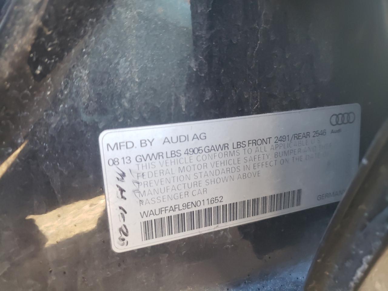 Photo 10 from auction – 2014 AUDI A4 PREMIUM with VIN WAUFFAFL9EN011652