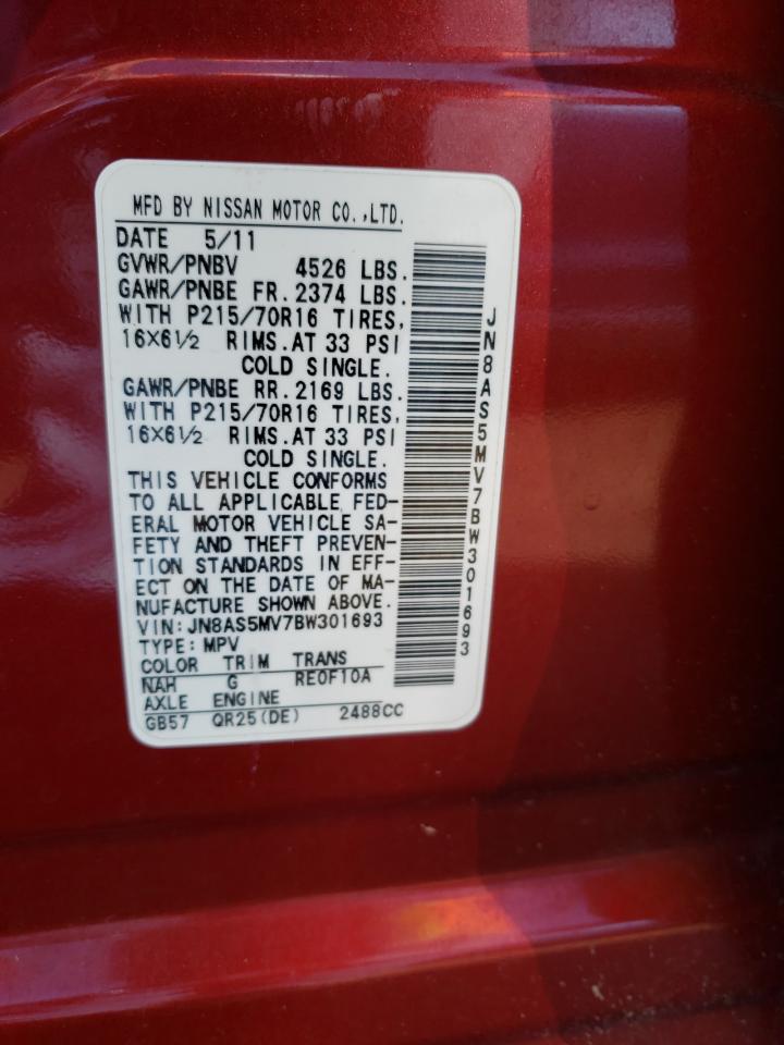 Photo 10 from auction – 2011 NISSAN ROGUE S with VIN JN8AS5MV7BW301693