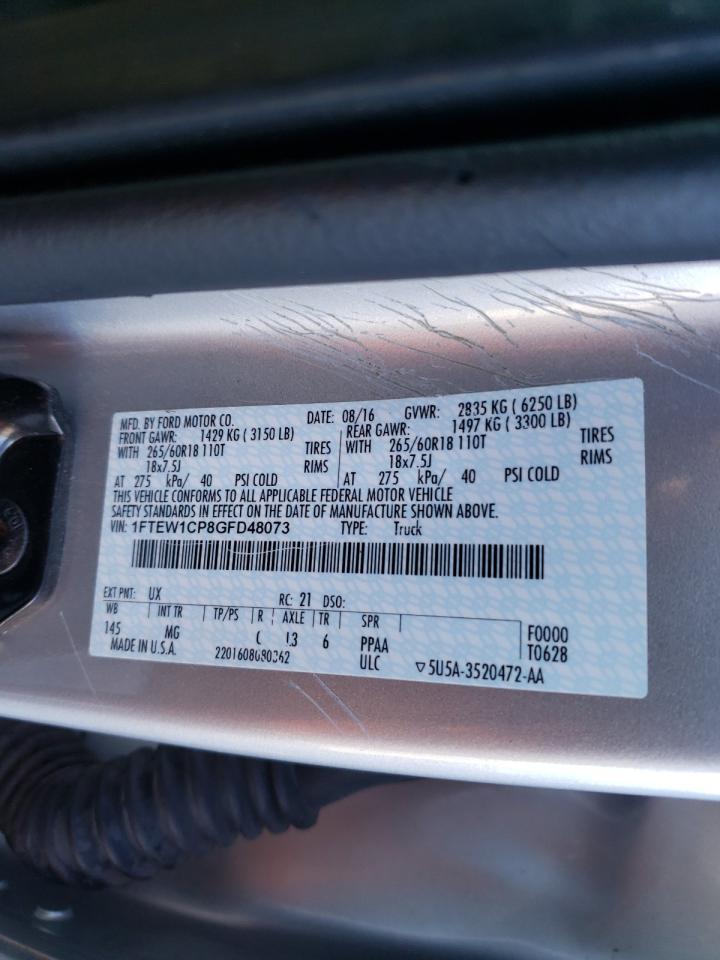 Photo 10 from auction – 2016 FORD F150 SUPER with VIN 1FTEW1CP8GFD48073