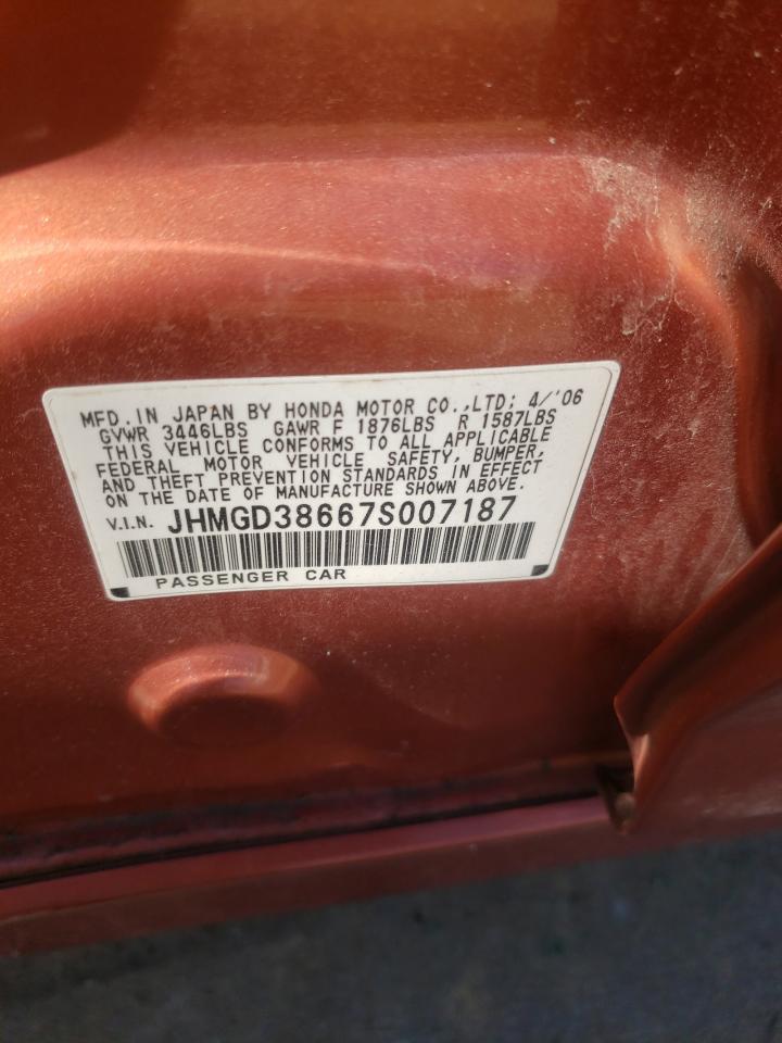Photo 10 from auction – 2007 HONDA FIT S with VIN JHMGD38667S007187